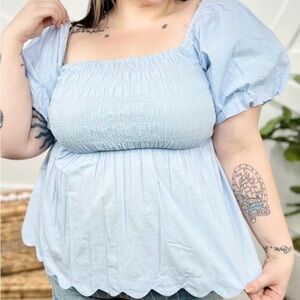 Simply Southern 2X sky blue top